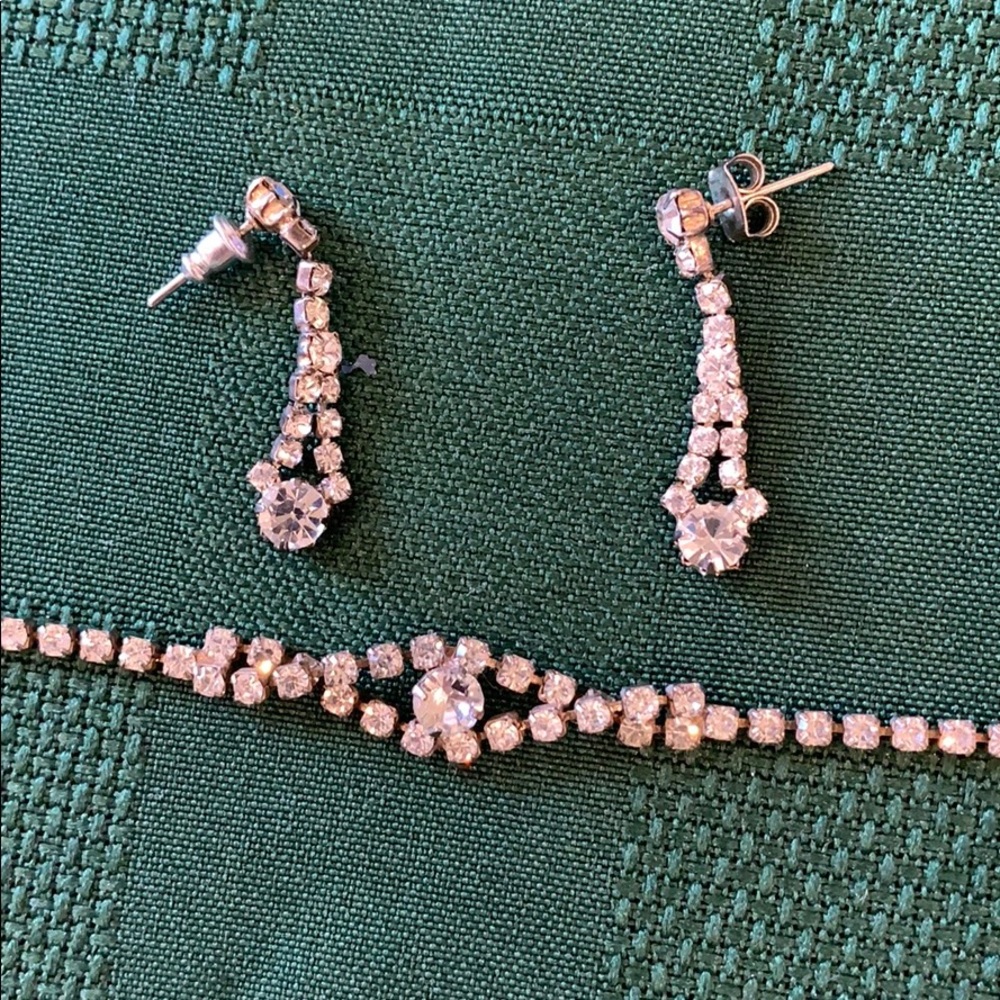 Vintage Rhinestone bracelet with matching earrings